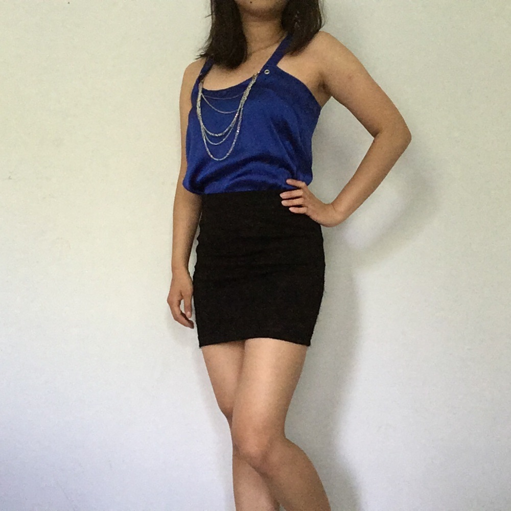 Blue silk top